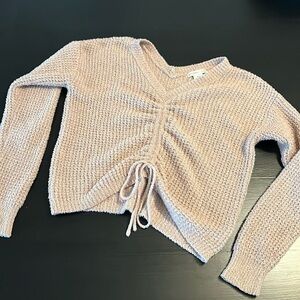 SINCERELY JULES CINCH FRONT V NECK KNIT SWEATER